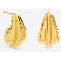 Jon Richard Gold Plated Waterproof Multirow Dome Hoop Earrings