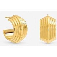 Jon Richard Gold Plated Waterproof Ribbed Chubby Hoop Earrings