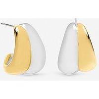 Jon Richard Two Tone Waterproof Ribbed Dome Earrings
