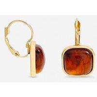 Mood Gold Plated Square Resin Drop Earrings