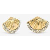 Mood Gold Plated And Pave Shell Stud Earrings