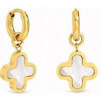Jon Richard Gold Plated Waterproof Mother Of Pearl Clover Huggie Earrings
