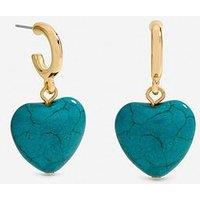 Mood Gold Plated And Turquoise Heart Huggie Earrings