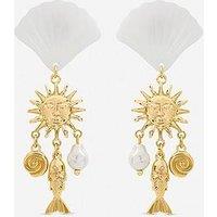 Mood Gold Plated Statement Shell Drop Earrings