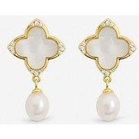 Jon Richard Gold Plated Mother Of Pearl And Pearl Clover Earrings