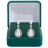 Jon Richard Rhodium Plated Cubic Zirconia Pear Drop Earrings