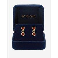 Jon Richard Gold Plated Cubic Zirconia Red Heart Drop Earrings