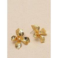 Jon Richard Gold Plated And Pearl Statement Flower Clip Earrings