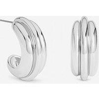 Mood Silver Plated Chubby Hoop Earrings