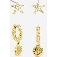Inicio Gold Plated Shell Hoop Earrings - Pack Of 2 - Gift Pouch