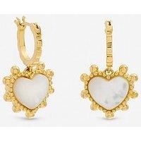 Inicio Gold Plated And Mother Of Pearl Beaded Edge Heart Huggie Hoops - Gift Pouch