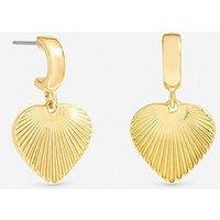 Inicio Gold Plated Diamond Cut Heart Charm Huggie Earings - Gift Pouch