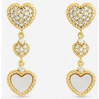 Inicio Gold Plated Mother Of Pearl And Pave Heart Drop Earrings - Gift Pouch