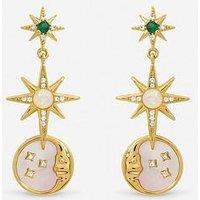 Inicio Gold Plated Emerald And Mother Of Pearl Celestial Drop Earrings - Gift Pouch