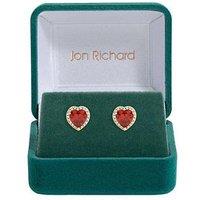 Jon Richard Gold Plated And Red Heart Earrings