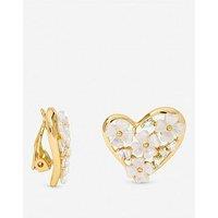 Jon Richard Gold Plated Floral Encrusted Heart Clip Earrings