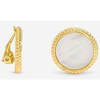 Jon Richard Gold Plated And Mother Of Pearl Round Clip Earrings