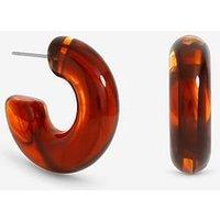 Mood Gold Plated Brown Resin Hoop Earrings