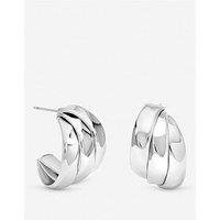 Jon Richard Silver Plated Multirow Molten Hoop Earrings
