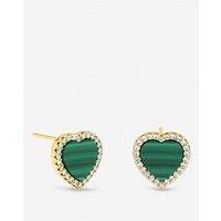 Jon Richard Gold Plated Crystal And Malachite Heart Stud Earrings