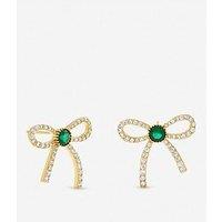 Jon Richard Gold Plated Crystal And Emerald Bow Stud Earrings