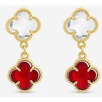 Jon Richard Gold Plated Ruby And Crystal Clover Drop Earrings
