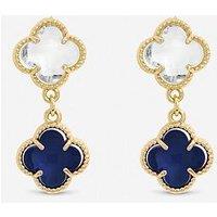 Jon Richard Silver Plated Sapphire And Crystal Clover Drop Earrings