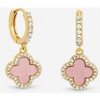 Jon Richard Gold Plated And Pink Clover Huggie Earrings