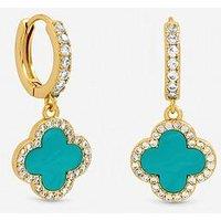 Jon Richard Gold Plated Blue Clover Huggie Earrings