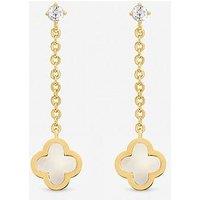 Jon Richard Gold Plated And Mother Of Pearl Clover Chain Drop Earrings