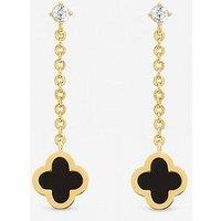 Jon Richard Gold Plated And Jet Clover Chain Drop Earrings