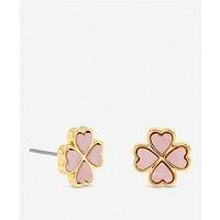 Jon Richard Gold Plated And Pink Heart Clover Stud Earrings