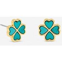 Jon Richard Gold Plated And Turquoise Clover Huggie Earrings