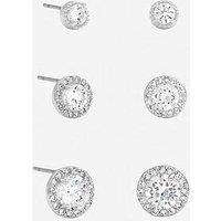 Jon Richard Silver Plated And Crystal Halo Earrings - Multipack