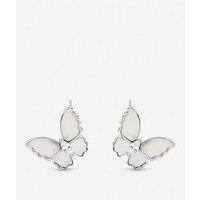 Jon Richard Rhodium Plated And Mother Of Pearl Butterfly Stud Earrings