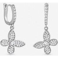 Jon Richard Rhodium Plated And Pave Butterfly Huggie Earrings