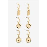 Mood Gold Plated Heart Charm Earrings - Pack Of 3