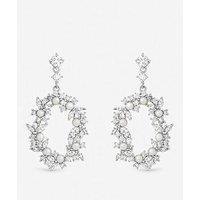 Jon Richard Rhodium Plated Crystal And Freshweater Pearl Open Earrings