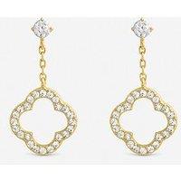 Jon Richard Jon Gold Plated And Crystal Open Clover Drop Earrings