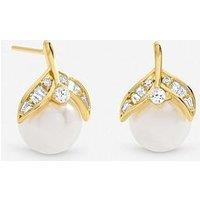 Jon Richard Gold Plated Crystal And Pearl Leaf Stud Earrings