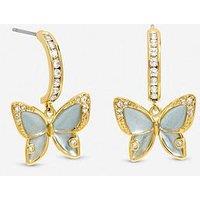 Jon Richard Gold Plated Pave And Blue Butterfly Half Hoop Earrings