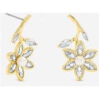 Jon Richard Gold Plated Crystal And Pearl Flower Drop Earrings