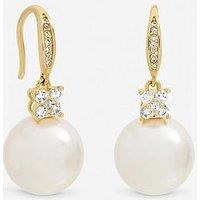 Jon Richard Gold Plated Pave And Pearl Drop Earrings