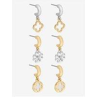 Mood Two Tone Clover Earrings - Pack Of 3