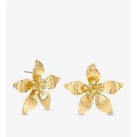 Mood Gold Polished Statement Floral Earrings