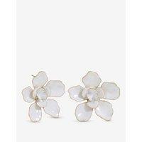 Mood Gold White Floral Earrings