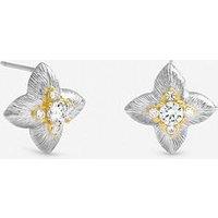 Jon Richard Two Tone Cubic Zirconia Clover Stud Earrings