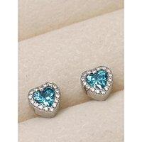 Jon Richard Rhodium Plated And Blue Heart Stud Earrings