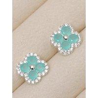 Jon Richard Silver Plated And Blue Clover Stud Earrings