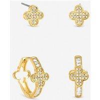Jon Richard Gold Plated And Pave Clover Hoop Earrings - Pack Of 2